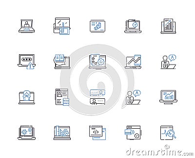 Laptop notebook outline icons collection. laptop, notebook, computer, portable, lightweight, slim, performance vector Vector Illustration