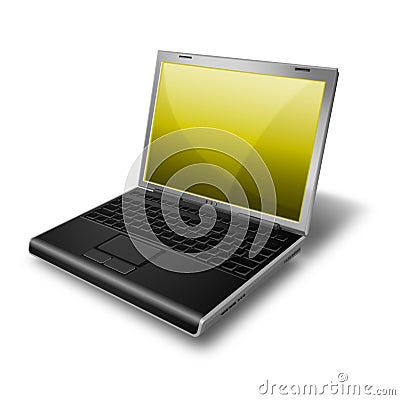 Laptop, Notebook yellow Stock Photo