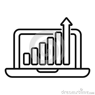 Laptop online management icon outline vector. Survey risk Vector Illustration