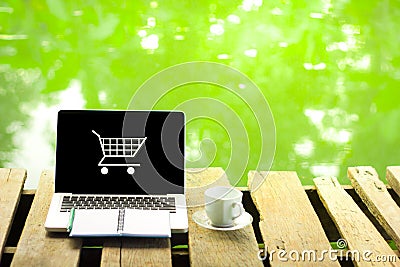 Laptop With Online Shopping Application On A Screen Stock Photo