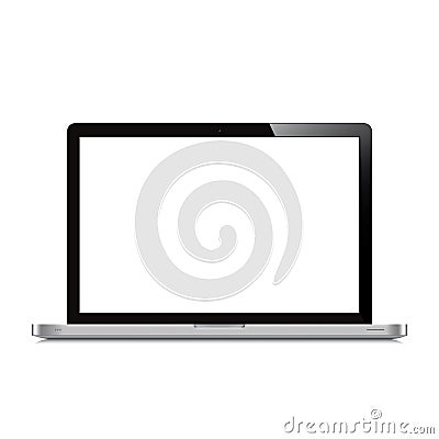 Laptop open screen white background Vector Illustration