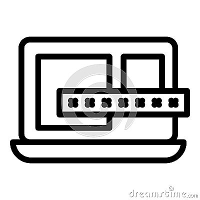 Laptop password icon outline vector. Sms login Vector Illustration