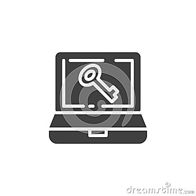 Laptop password key vector icon Vector Illustration