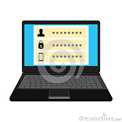 Laptop password protected. Vector Illustration