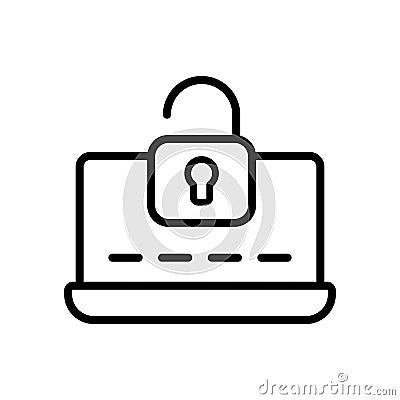Laptop password unlock icon. Simple line, outline vector elements of hacks icons for ui and ux, website or mobile application Stock Photo