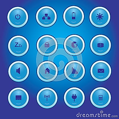 Laptop and PC blue light buttons eps10 Vector Illustration