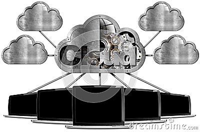 Laptop Pc With Cloud Computing Symbol Stock Photo