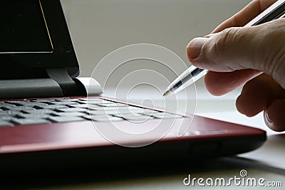 laptop or pen Stock Photo