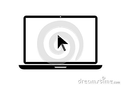 Laptop with pointer or cursor icon vector. Notebook display with clicking mouse Vector Illustration