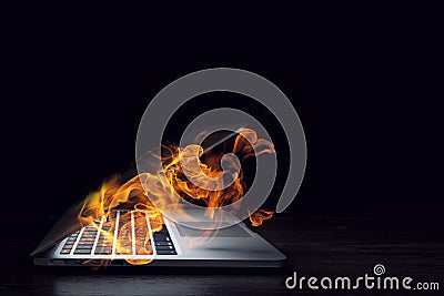 Laptop problem or break. Mixed media Stock Photo