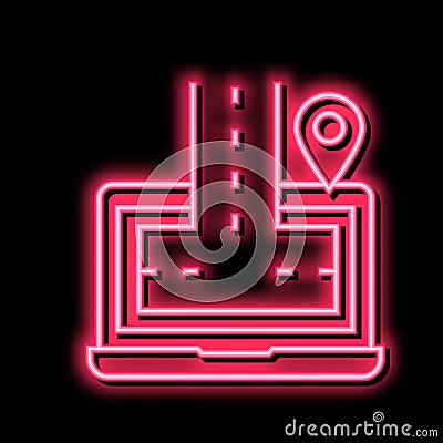 laptop program neon glow icon illustration Vector Illustration