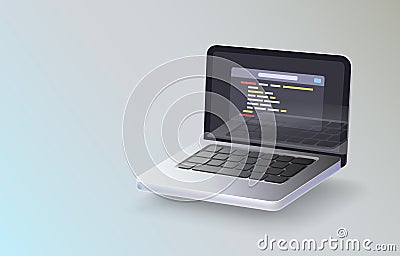 Laptop programming code, project app, developer computer. Vector Vector Illustration