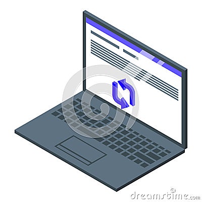 Laptop repost icon, isometric style Vector Illustration