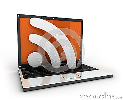 Laptop and RSS Stock Photo