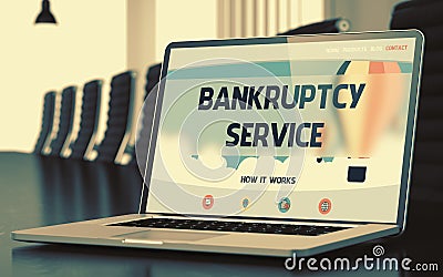 Laptop Screen with Bankruptcy Service Concept. 3D. Stock Photo