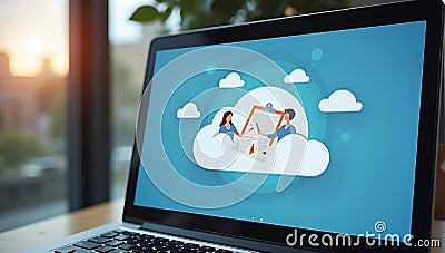 A laptop screen displaying a cloud-based document editing platform, representing online collaboration, teamwork, and productivity Stock Photo