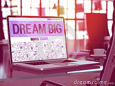 Laptop Screen with Motivation Quote Dream Stock Photo