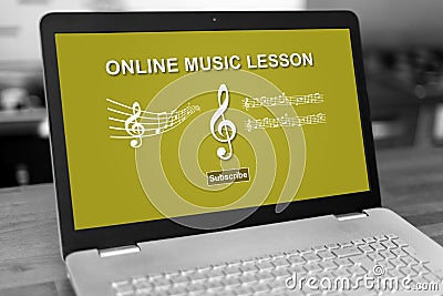 Online music lesson concept on a laptop Stock Photo