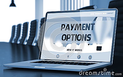 Laptop Screen with Payment Options Concept. 3D Illustration. Stock Photo