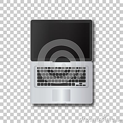 Laptop without screen on transparent background. Vector Illustration