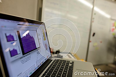 Laptop screen under maintenance setup, work-from-home concept Editorial Stock Photo