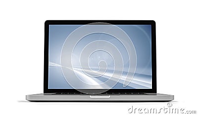 Laptop with screensaver Stock Photo