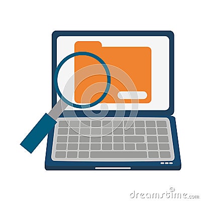 Laptop searching folder Vector Illustration