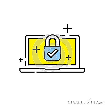 Laptop security line icon Vector Illustration