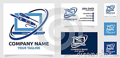 Laptop service logo laptop repair logo computer maintenance Vector Illustration