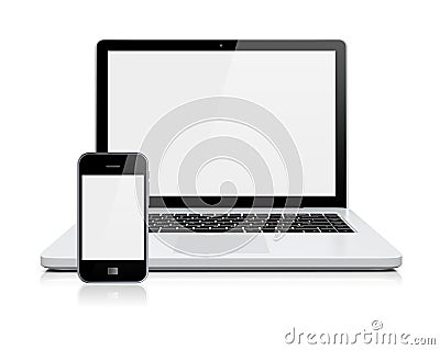 Laptop, and smartphone Stock Photo