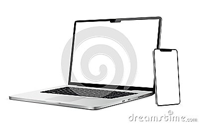 Laptop and smartphone with blank screen Vector Illustration