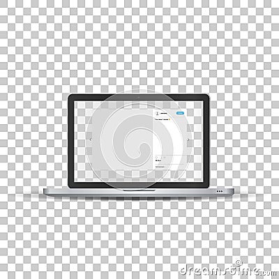 Laptop with social network photo frame Vector Illustration