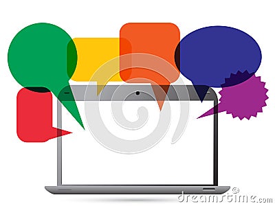 Laptop with speech bubbles Vector Illustration