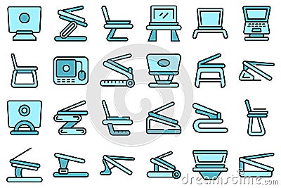 Laptop stand icons set vector flat Vector Illustration