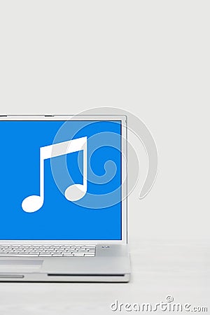 Laptop streaming music Stock Photo