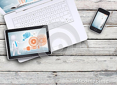 Laptop, tablet pc and smartphone Stock Photo