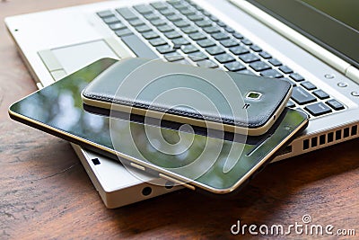 Laptop tablet and smart phone Stock Photo