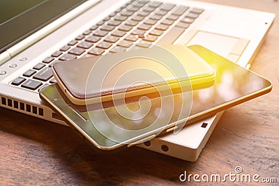 Laptop tablet and smart phone Stock Photo