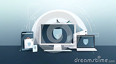 Laptop technology background image, analyst concept, business graph, web development, virtual screen . AI Generative Stock Photo