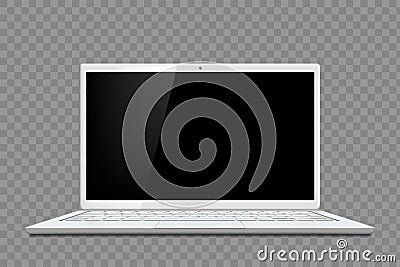 Laptop template with blank black screen. Vector mockup Vector Illustration