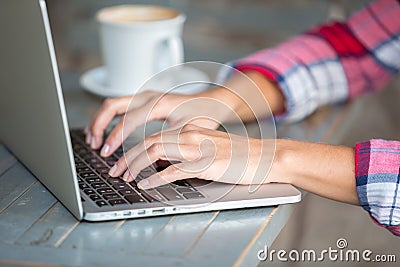 Laptop Typing Hands Stock Photo