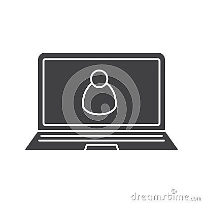 Laptop user glyph icon Vector Illustration