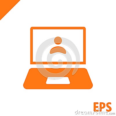 Laptop with user icon in the middle vector illustration flat design Vector Illustration