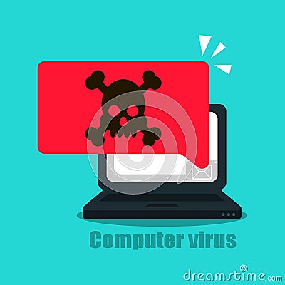 Laptop vector alert, malware concept, spam data, web fraud, insecure connection, online fraud, virus Vector Illustration