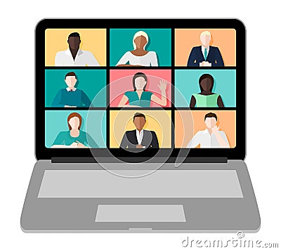 Laptop Video Conference Vector Vector Illustration