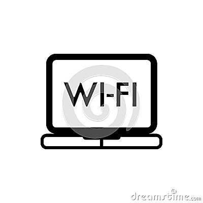 Laptop wifi icon. vector illustration isolated on white. Outline style Vector Illustration