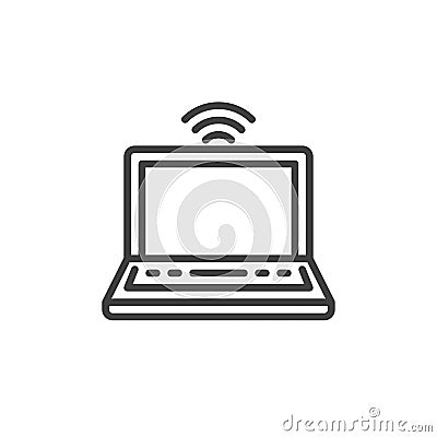 Laptop wifi signal line icon Vector Illustration