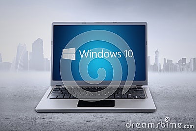 Laptop with Windows 10 logo Editorial Stock Photo