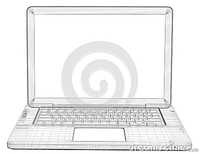 Laptop. Wire frame Stock Photo