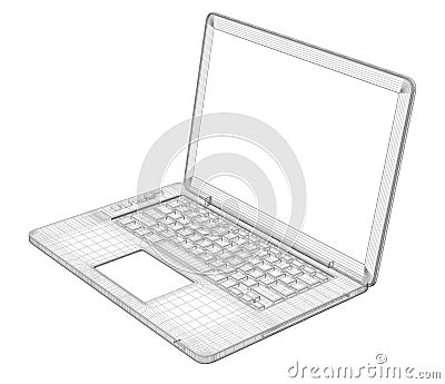 Laptop. Wire frame Stock Photo